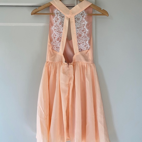 Coral Dress with Lace - Picture 2 of 2